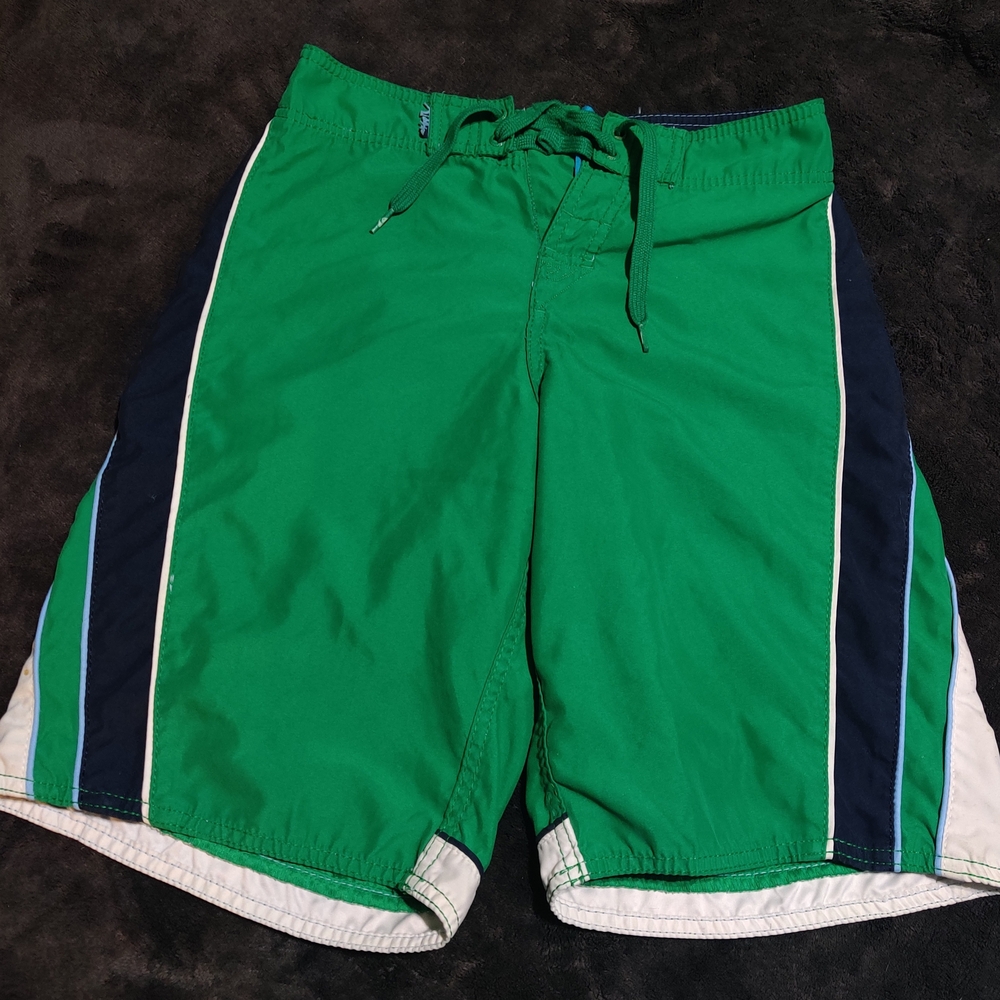 Stylish Swim Shorts with Navy and Green Design